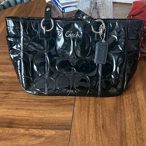 Coach Glossy Black Tote Bag